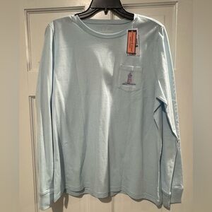 NWT Vineyard Vines Women’s Light & Ships Ice Water Blue Long Sleeve Tee Large